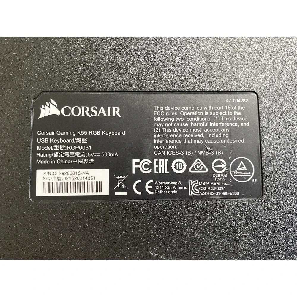 Corsair K55 RGB Wired Gaming Keyboard Black CH-9206015-NA Backlit